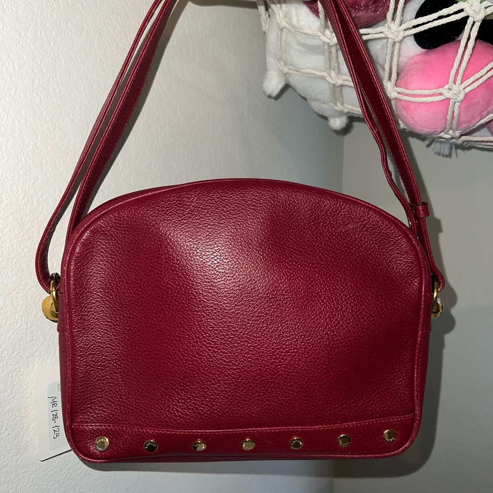 LANVIN Burgundy Leather Shoulder Bag